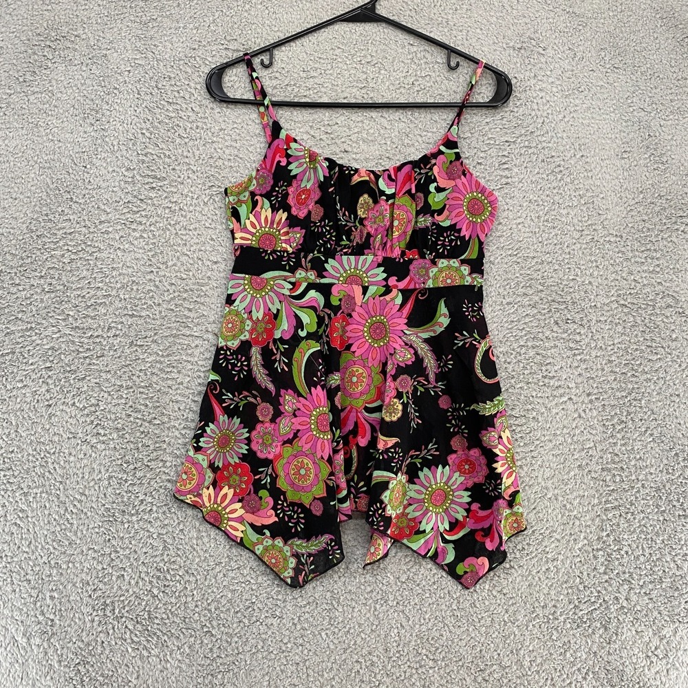 Self Esteem Babydoll Top Womens Medium Y2K Vintage Floral‎ Fairy Mesh Whimsical